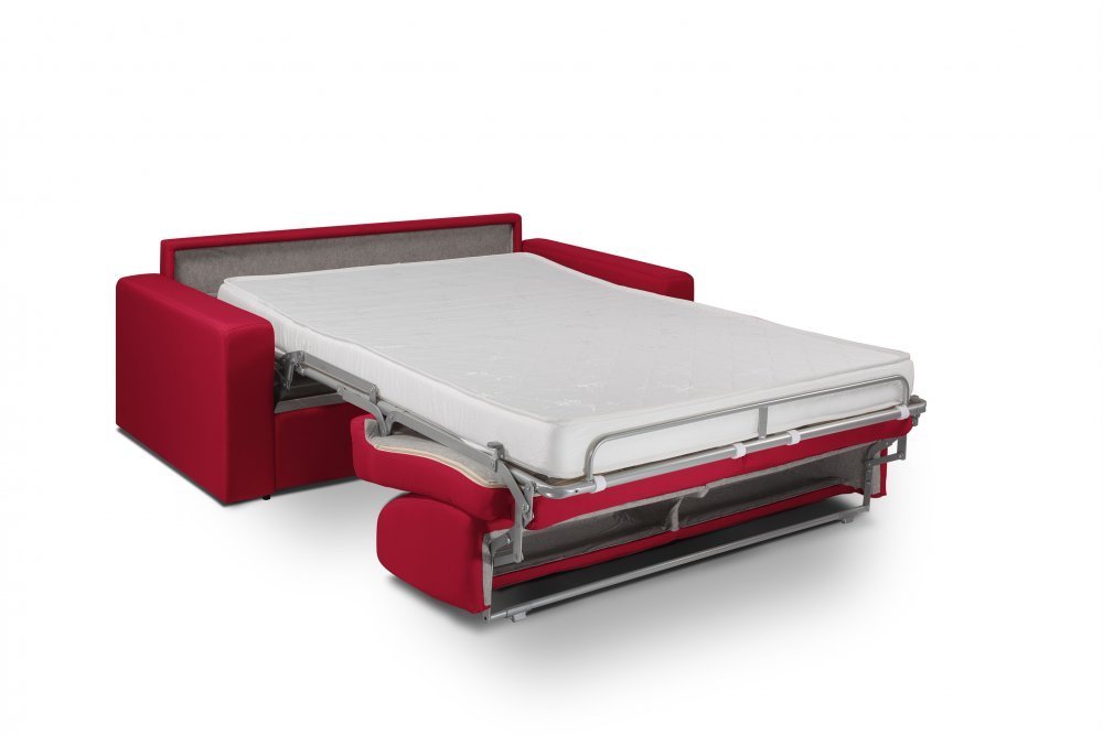 Canapé convertible NIGHT express 140 cm matelas 14 cm tissu rouge