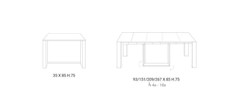 Console Extensible A4 en bois de chêne Carbone / Pied pivotant en métal