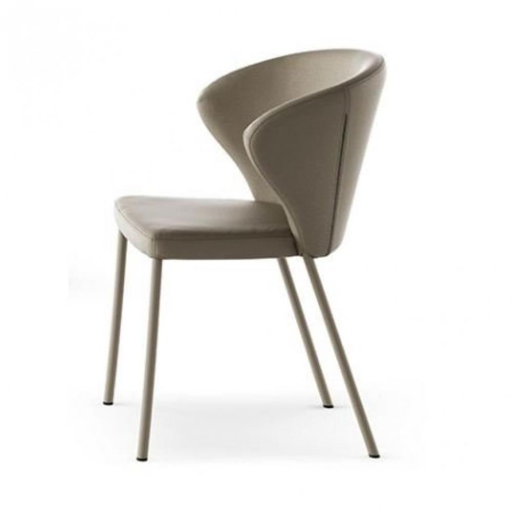 OZZIO ANDRE Fauteuil en Eco-cuir Crème Café avec piétement en métal 