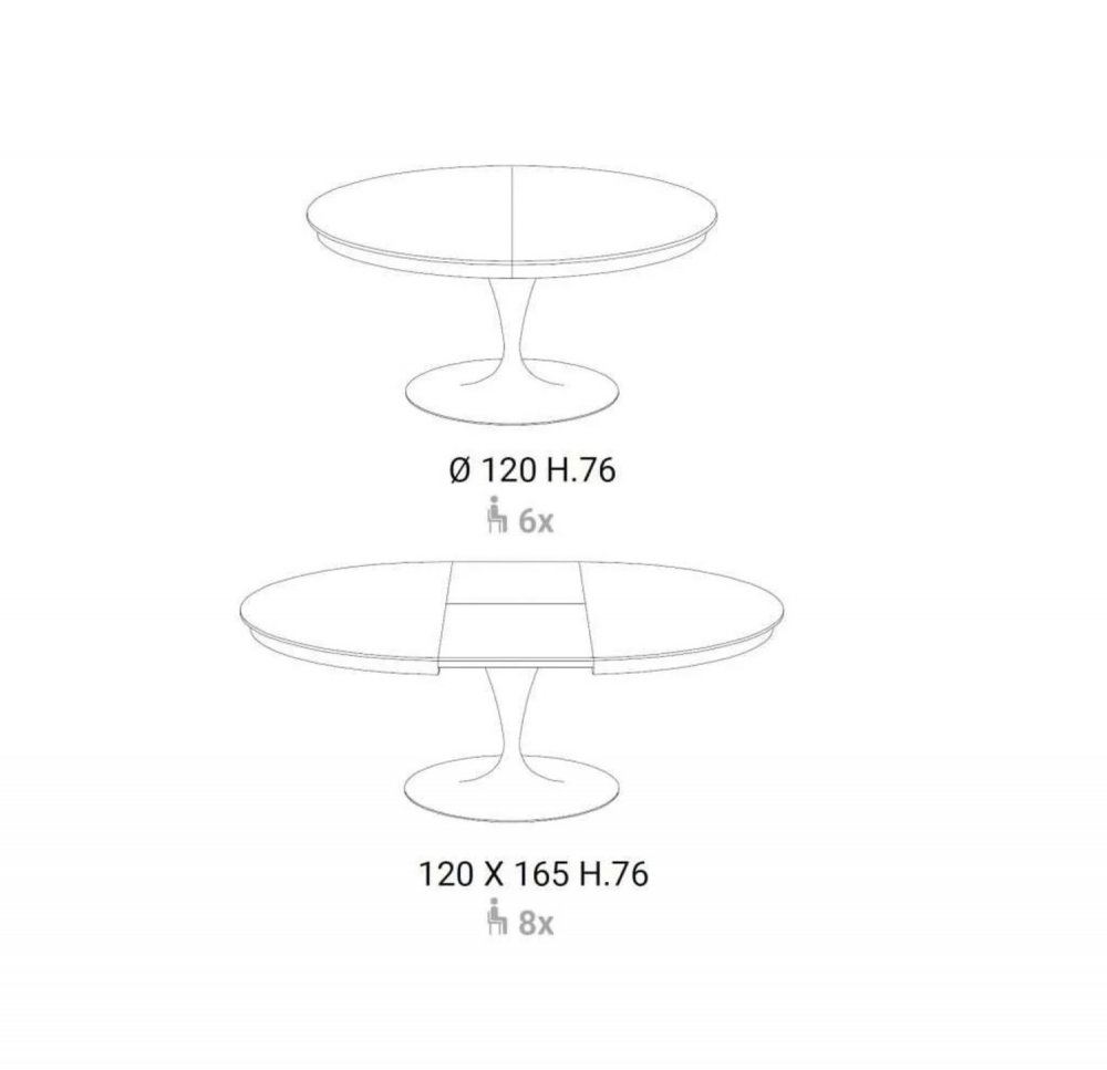 Table extensible Ronde ECLIPSE LEGNO en Chêne Carbone et Piétement Verni Graphite Mat