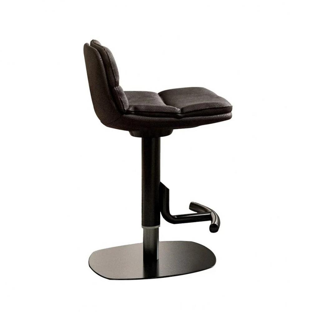 Ozzio MORFEO Tabouret de bar en Cuir Graphite et Métal