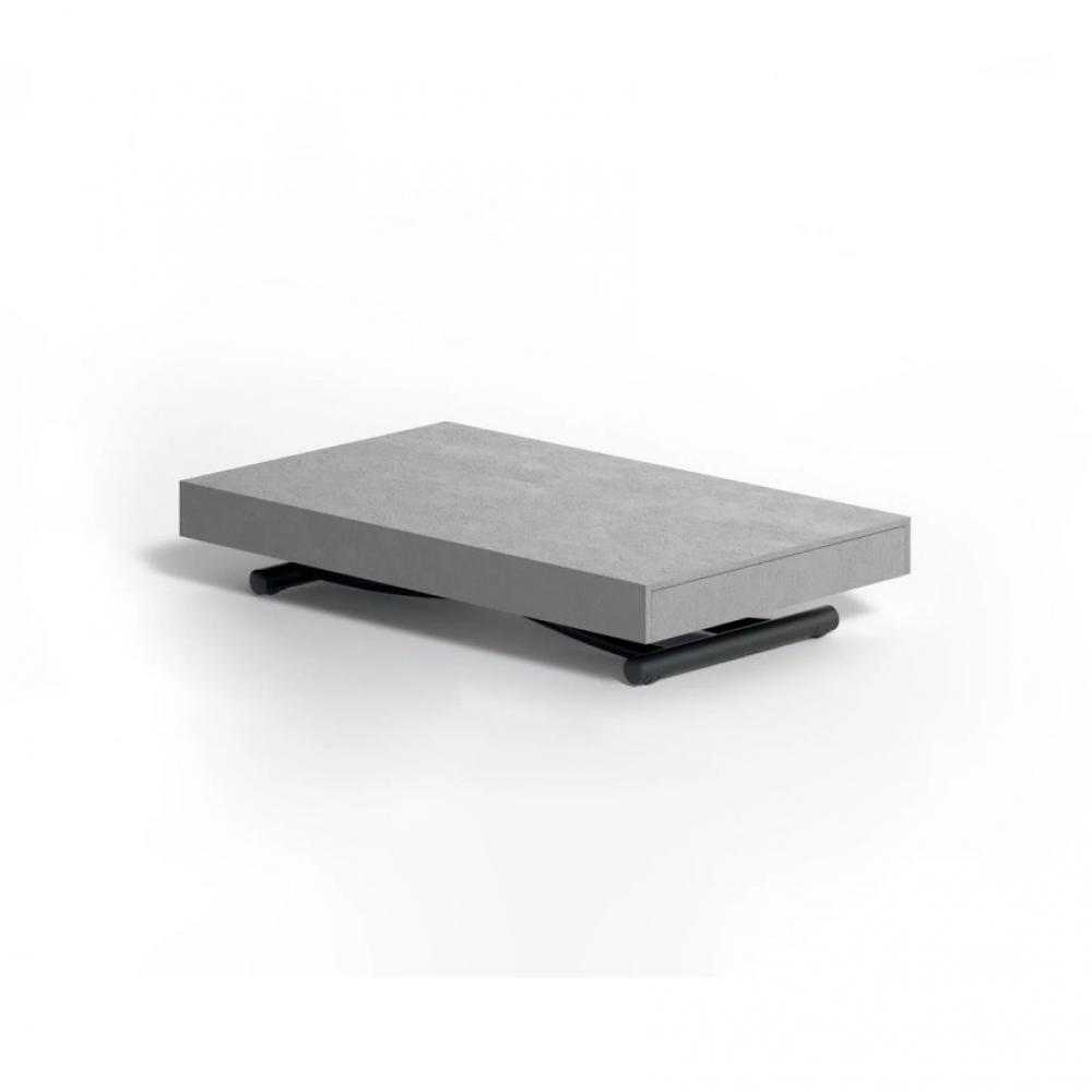 Table basse convertible NEWOOD Ciment gris  / Métal vernis graphite