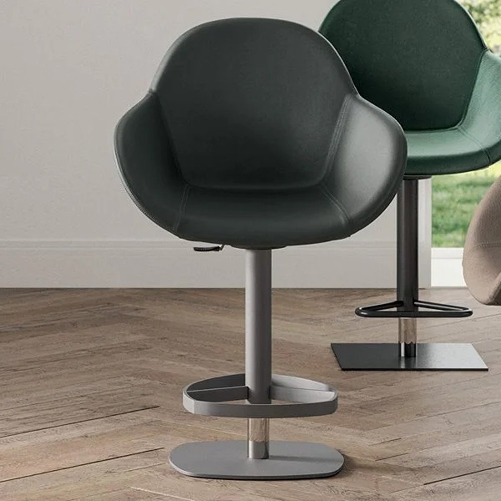 Ozzio OSCAR Tabouret de bar en Eco-cuir et Métal Graphite