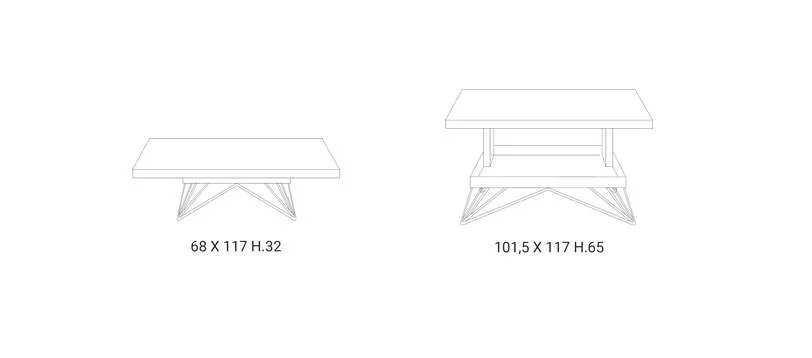 Table basse convertible RAY Plateau Eco-bois Pierre et Piétement Métal