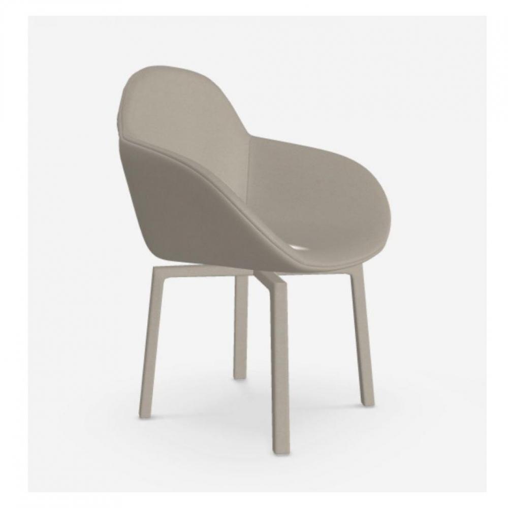 OZZIO TEN Chaise Pivotante en Cuir Crème Café