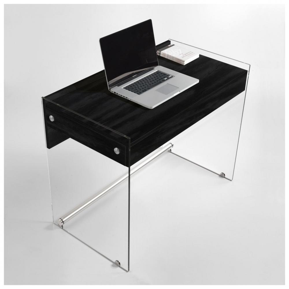 bureau MYDESK en verre clair coloris noir carbone