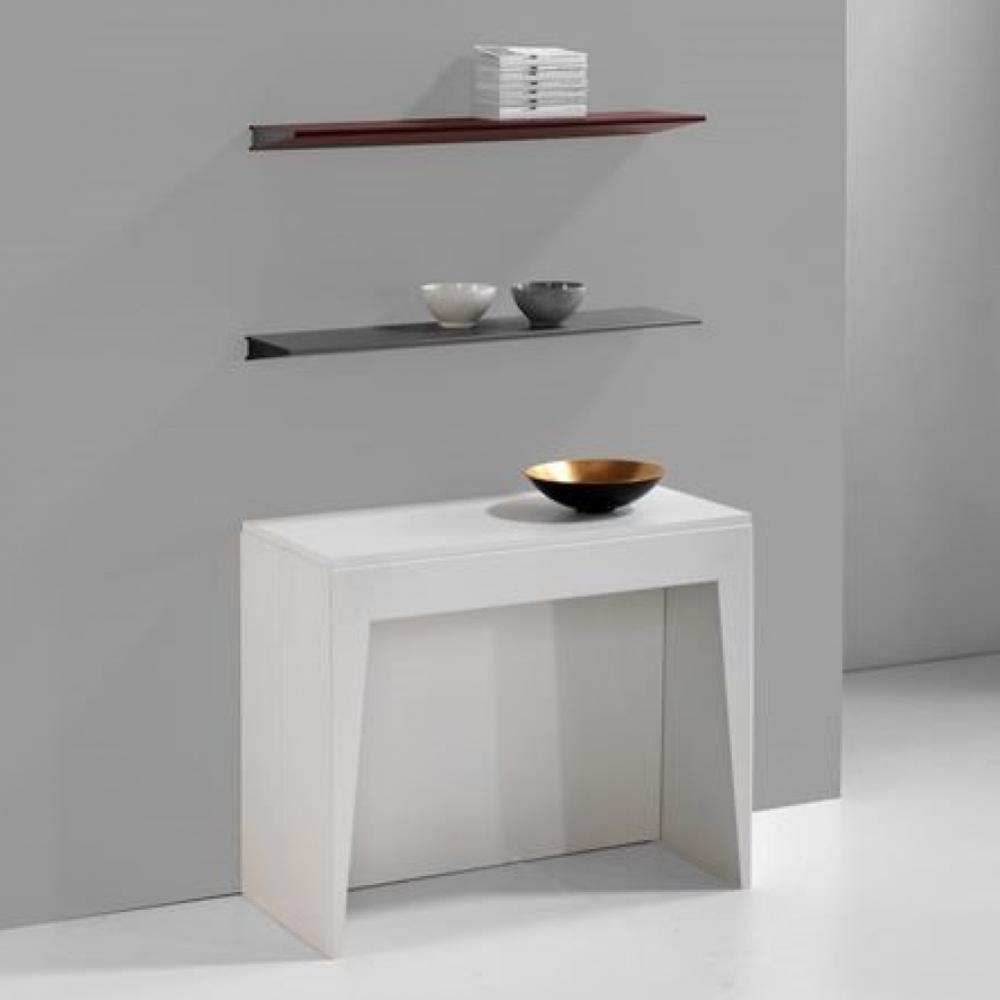 table console extensible MARVEL en acier plateau bois stratifié coloris blanc mat