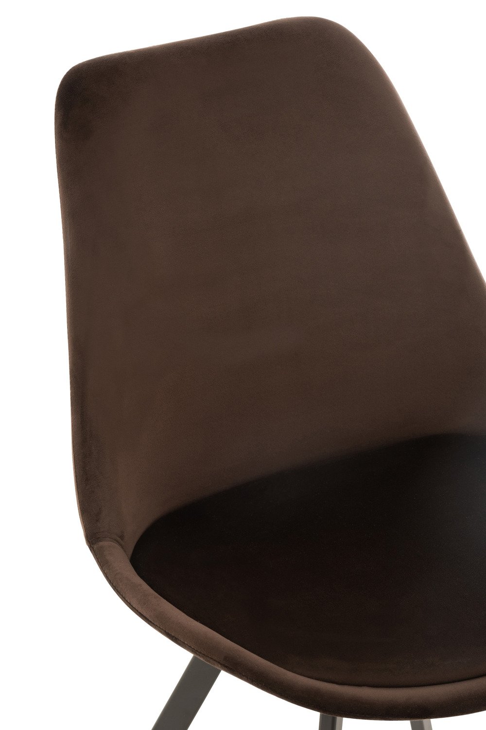 Chaise design RATRI tissu marron foncé, pieds métal noir