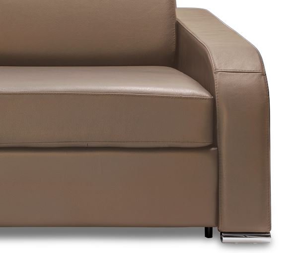 Canapé express 160 cm SOFIA EDITION Cuir et PU Cayenne taupe matelas 16 cm