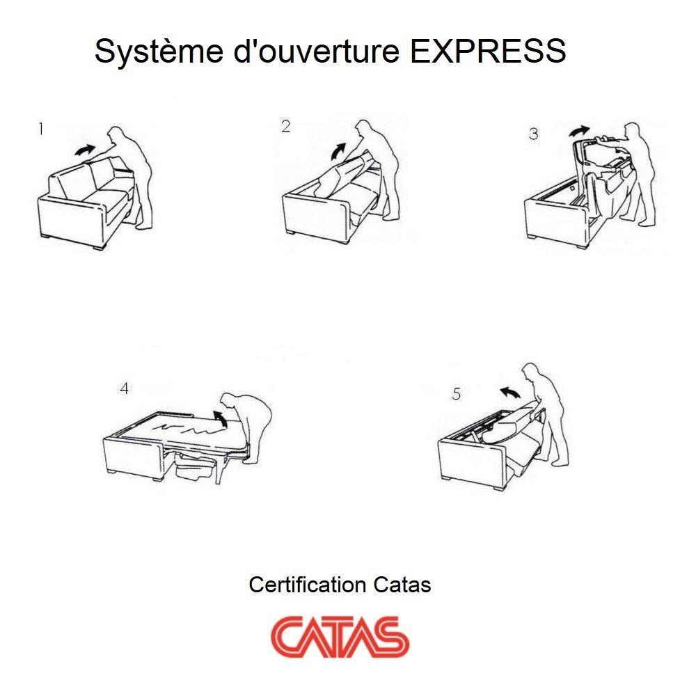 Canapé express SUN EDITION Cuir et PU Cayenne marron 140 cm matelas 16 cm