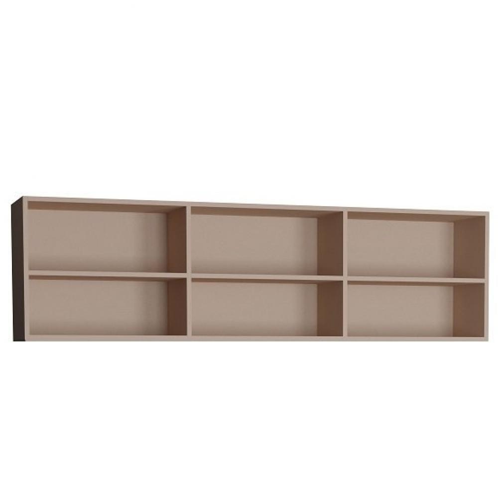 Surmeuble 6 niches de rangements pour lit escamotable horizontal 140 x 200 cm Hauteur 56 cm finition taupe mat