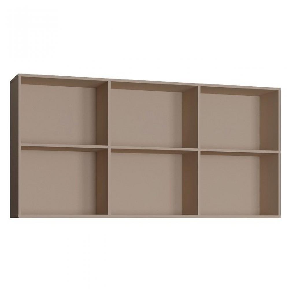 Sur-meuble 6 niches de rangements pour lit escamotable horizontal 90 x 200 cm Hauteur 106 cm finition taupe mat