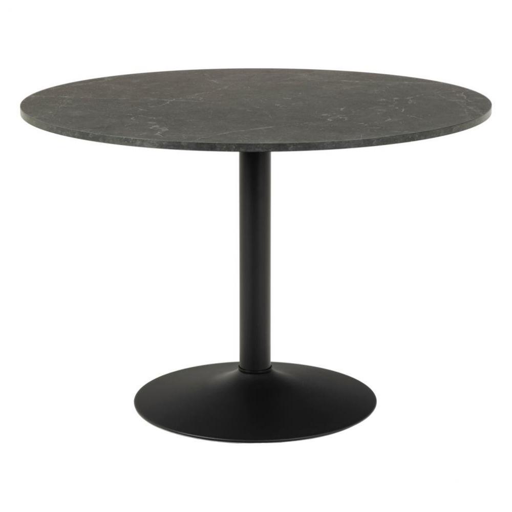 Table de repas tulipe ISA plateau en mélaminé marbre noir et piétement en acier noir mat 110 x 75 cm