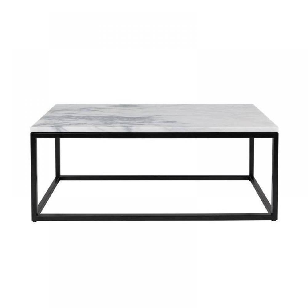 Table basse rectangulaire MARBLE POWER plateau en marbre blanc structure en acier noir mat