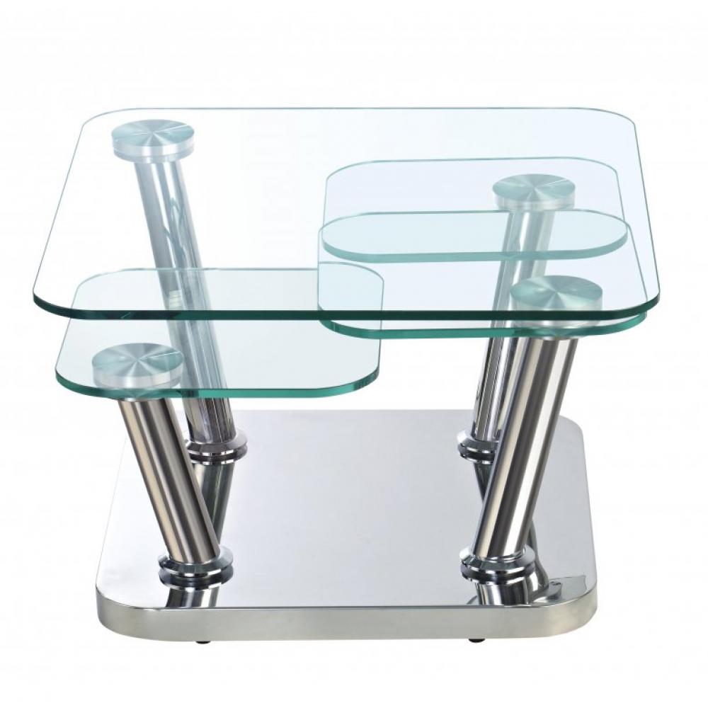 Table basse EGO 4 plateaux pivotants en verre 