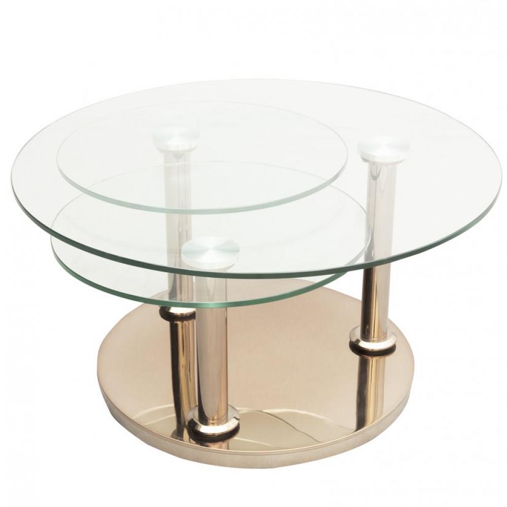 Table basse ROSE COOPER 3 plateaux en verre trempé et pied en acier cuivré