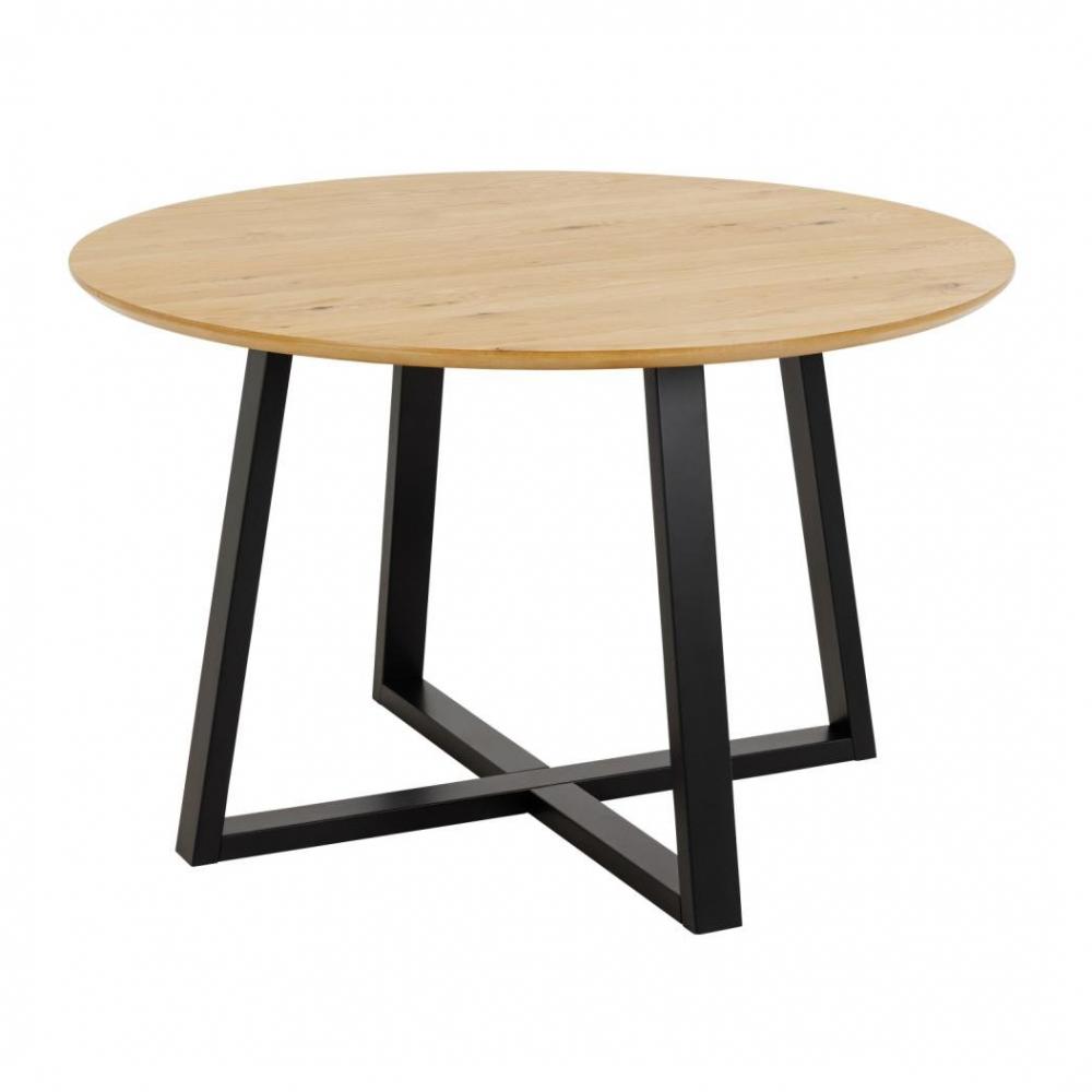 Table de séjour CAMILLA plateau chêne naturel piétement MDF noir