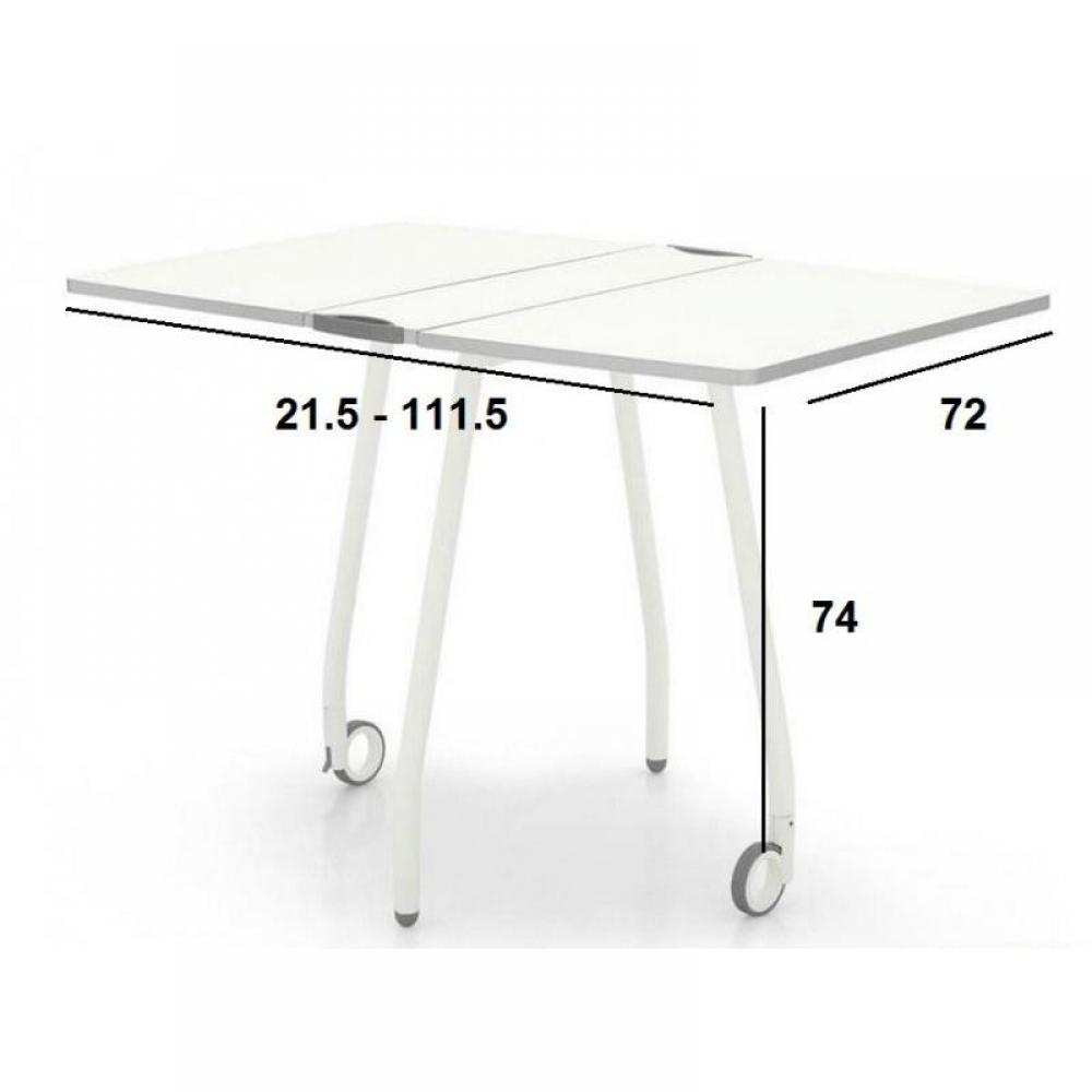 Table pliante modulable BLITZ FAST de CALLIGARIS blanche avec roulettes
