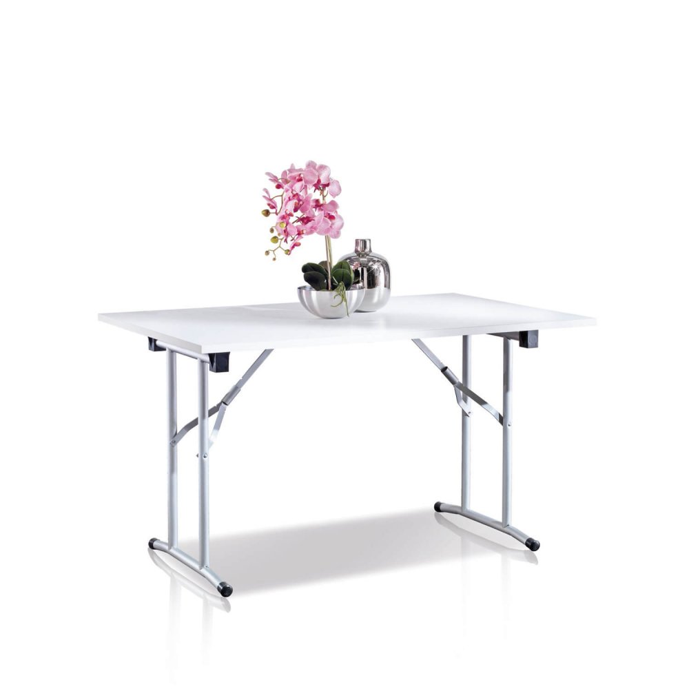 Table pliante FLEXI plateau blanc 22 mm pieds métalliques