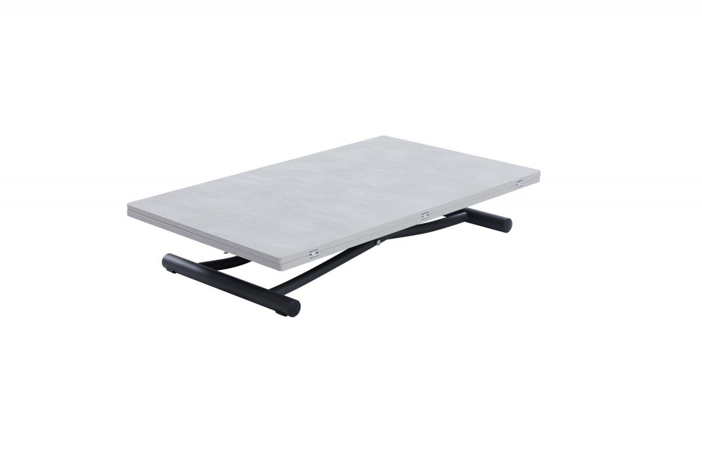 Table basse relevable extensible TRENDY mélaminé gris béton pied gris graphite