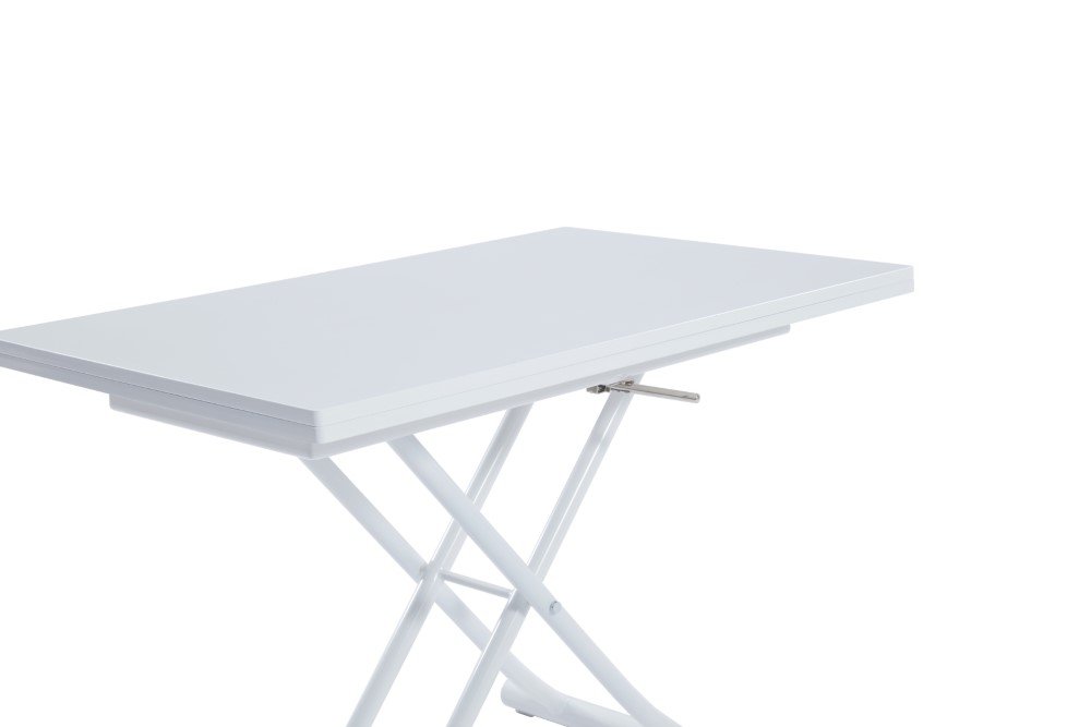 Table basse relevable extensible TRENDY blanc brillant