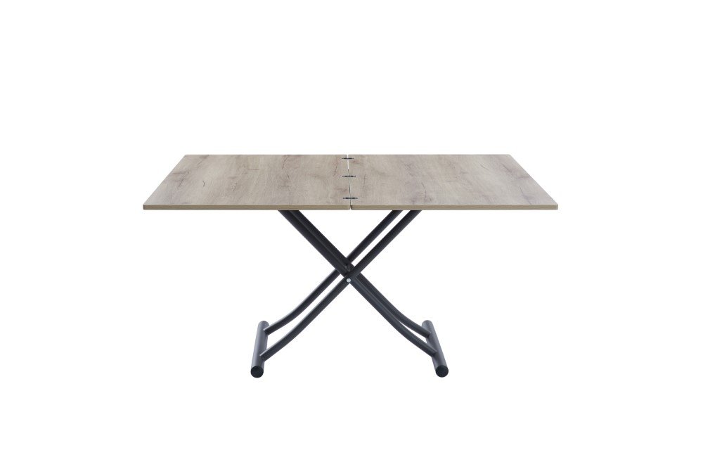 Table basse relevable extensible TRENDY mélaminé chêne ancien pied gris graphite