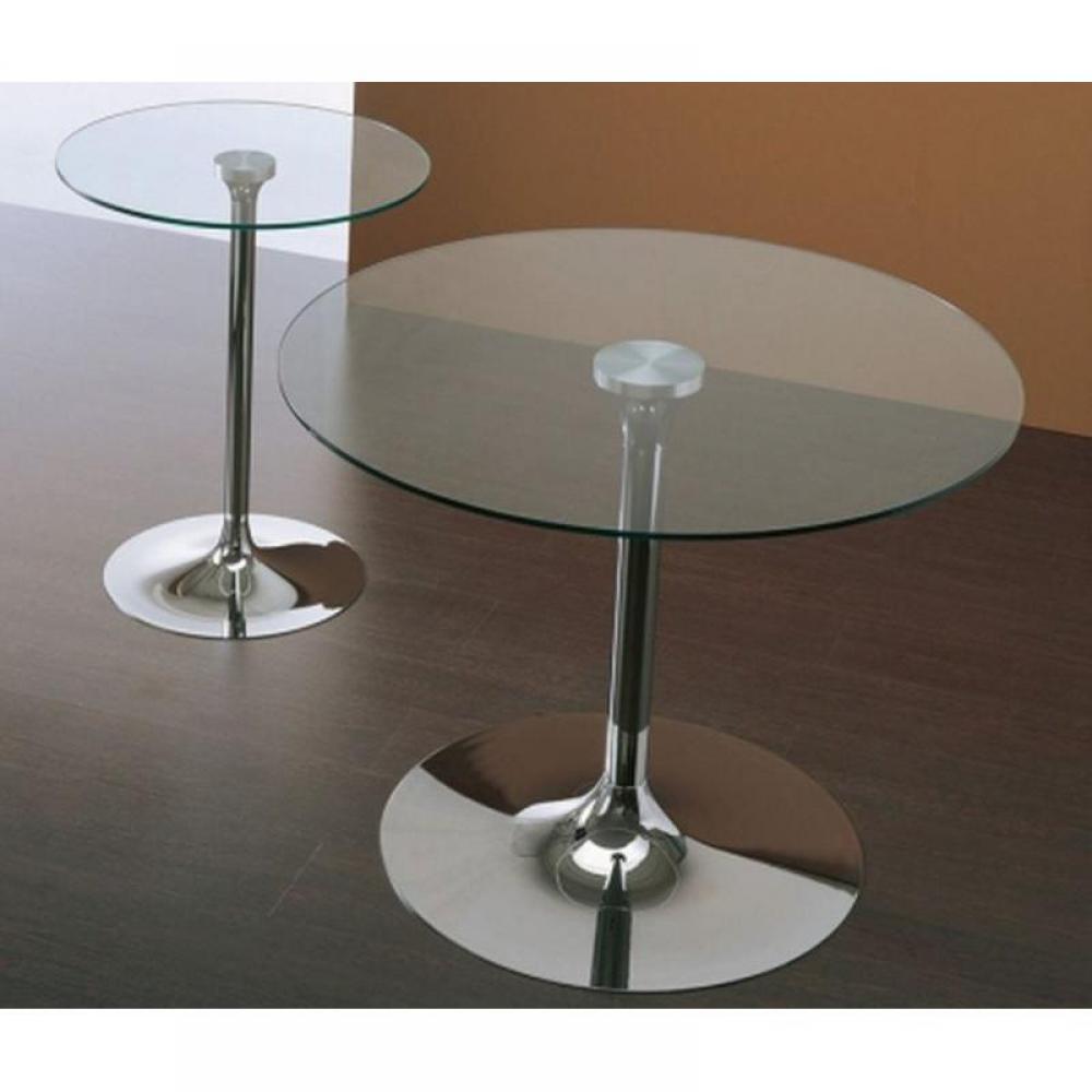 Table repas ARMONY en verre et acier chromé diamètre 120 cm