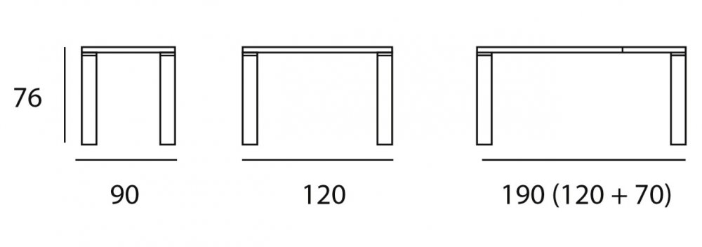 Table repas extensible ARMONIA 6 couverts 120/190x90cm pieds beiges plateau verre blanc