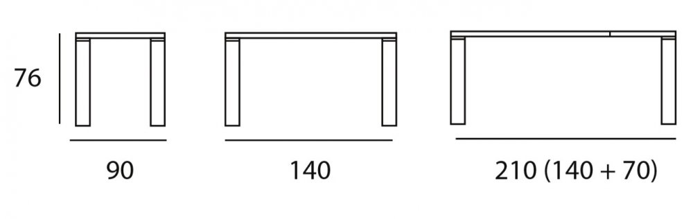 Table repas extensible ARMONIA 8 couverts 140/210x90cm pieds beiges plateau verre blanc