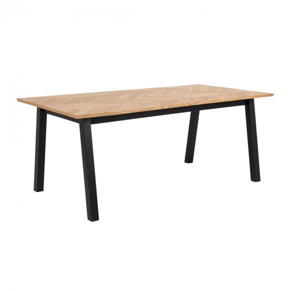 Table fixe BRYANT 180 x 95 plateau en placage de chêne piétement en fibre de bois noir mat