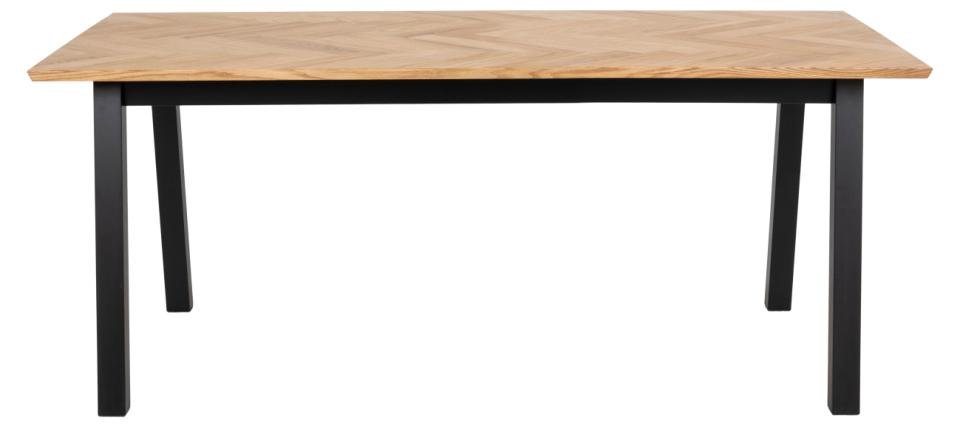 Table fixe BRYANT 180 x 95 plateau en placage de chêne piétement en fibre de bois noir mat