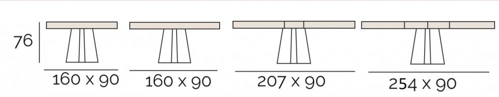 Table repas extensible CROSS 10 couverts 160/254x90cm pied métal plateau céramique noir