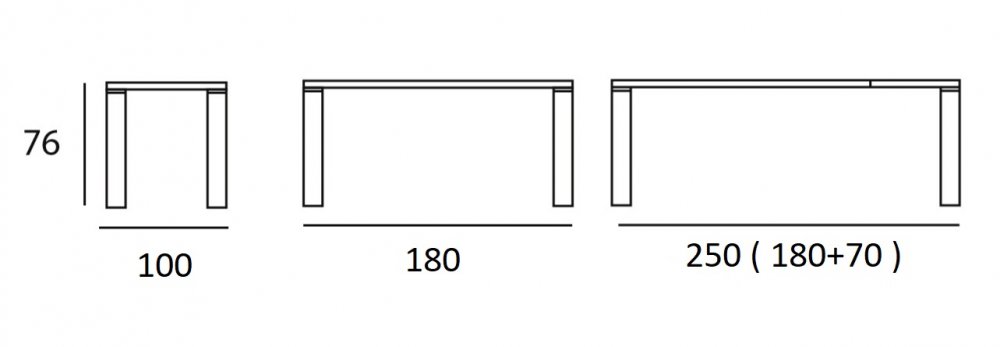 Table repas extensible ECO 10 couverts 180/250x100cm pieds noyer plateau céramique hidra