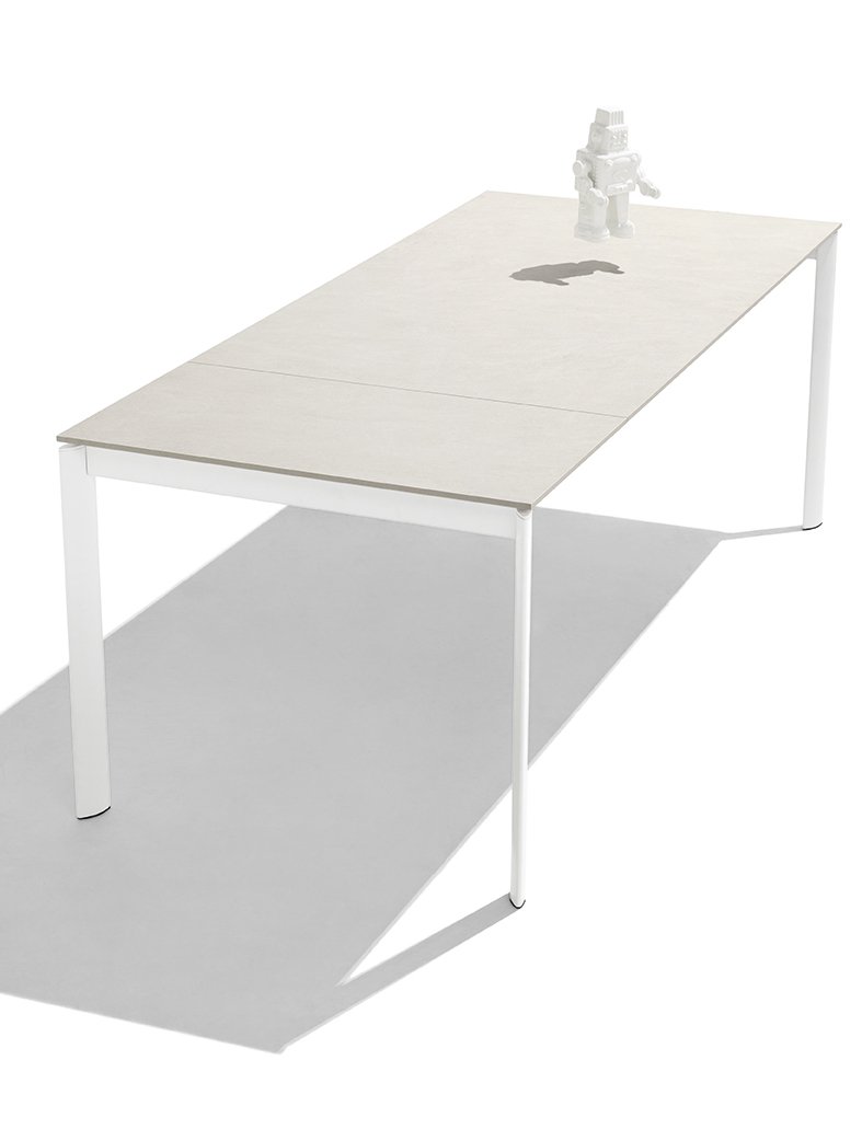 Table extensible 12 couverts EMINENCE EVO 310cm structure métal plateau mélaminé beige