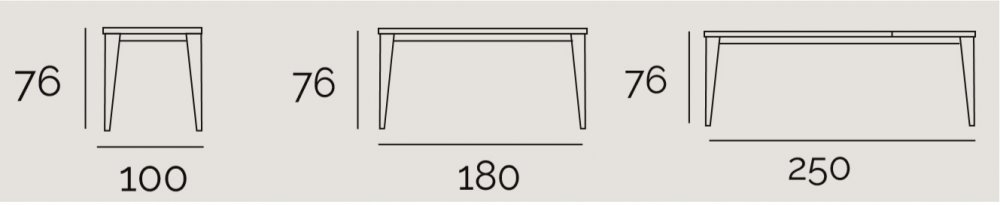 Table repas extensible GEO 10 couverts 180/250x100cm pieds blancs plateau céramique gris