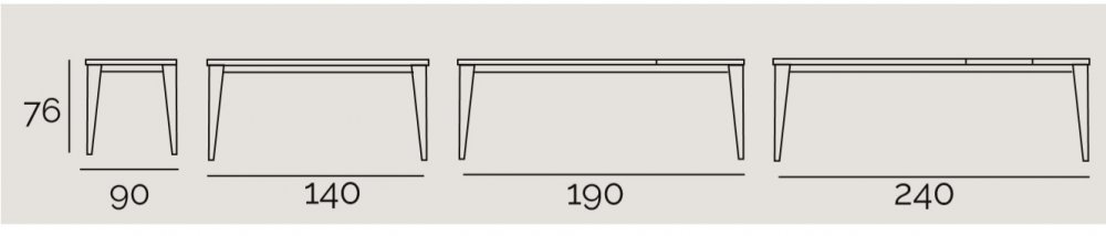 Table repas extensible GEO 10 couverts 10/240x90cm pieds chêne plateau céramique noir