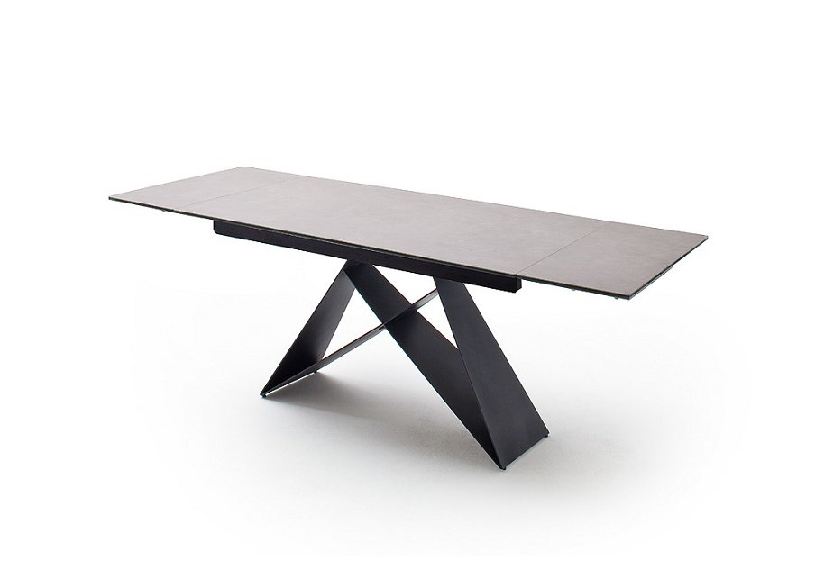 Table extensible KONAN plateau céramique gris clair 160 x 90 cm