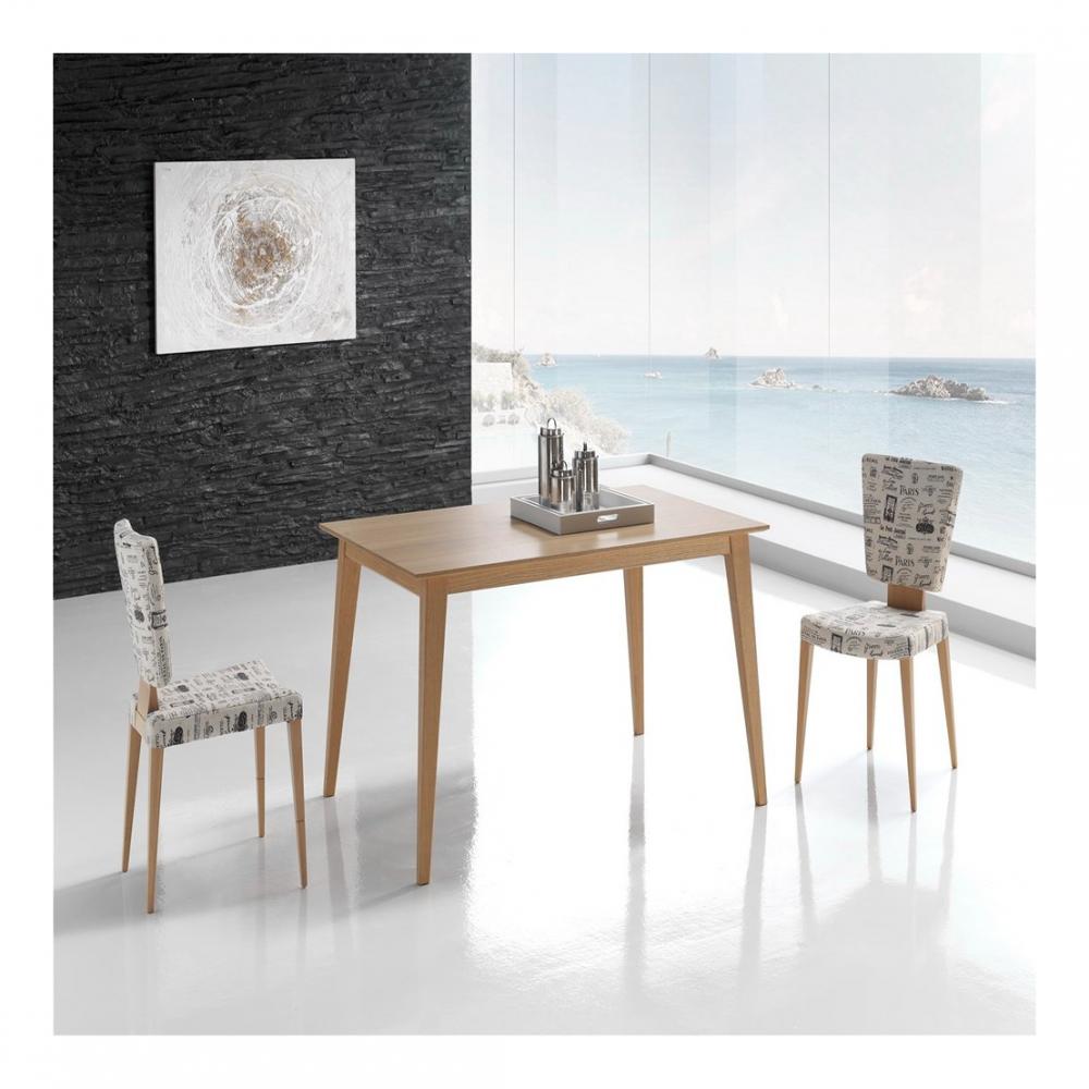 Table repas extensible NORDIC 10 couverts 160/260x90cm pieds bois plateau chêne naturel