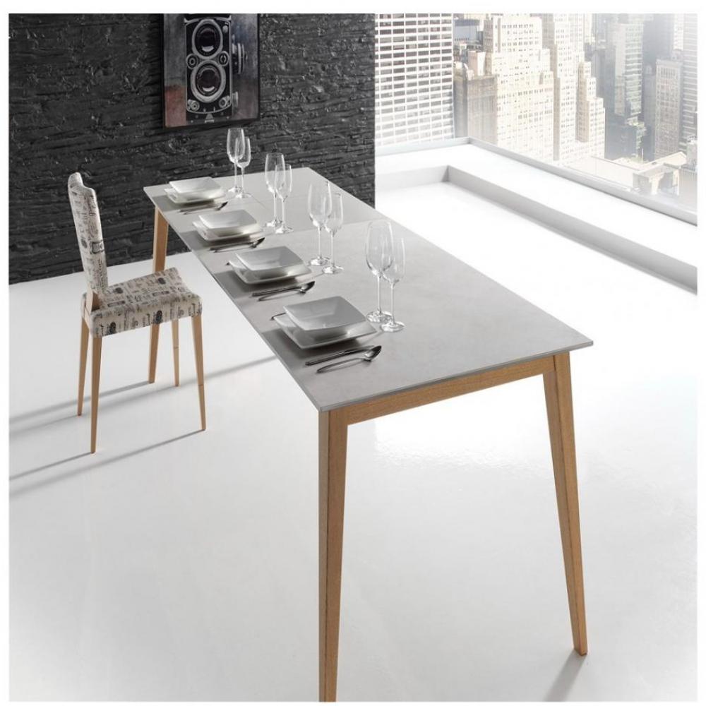 Table repas extensible NORDIC 10 couverts 160/260x90cm pieds chêne plateau céramique Hidra