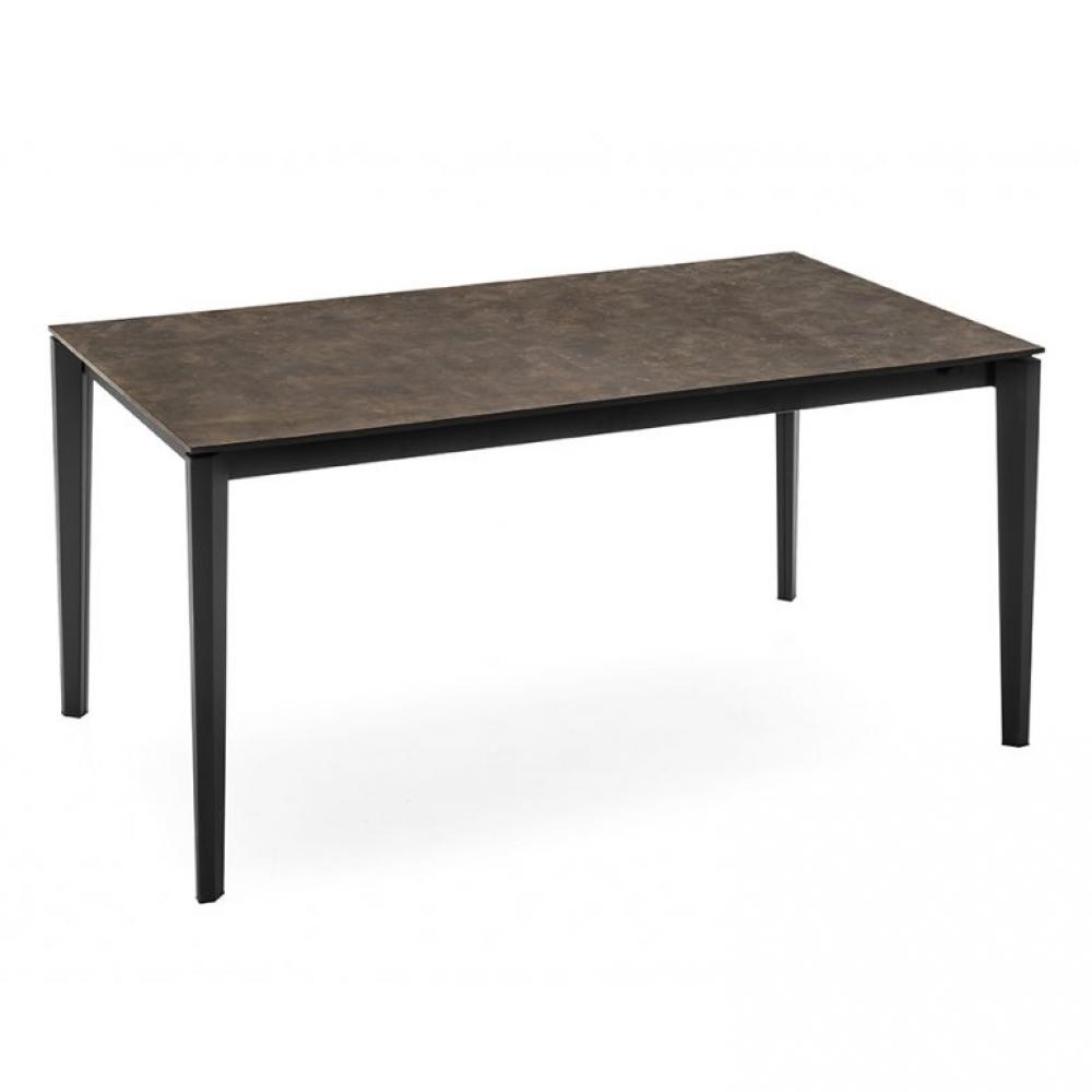 Table extensible 8 couverts PENTAGON 180cm pieds métal plateau mélaminé bronze