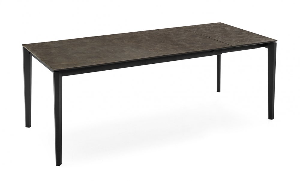 Table extensible 8 couverts PENTAGON 210cm pieds métal plateau mélaminé bronze