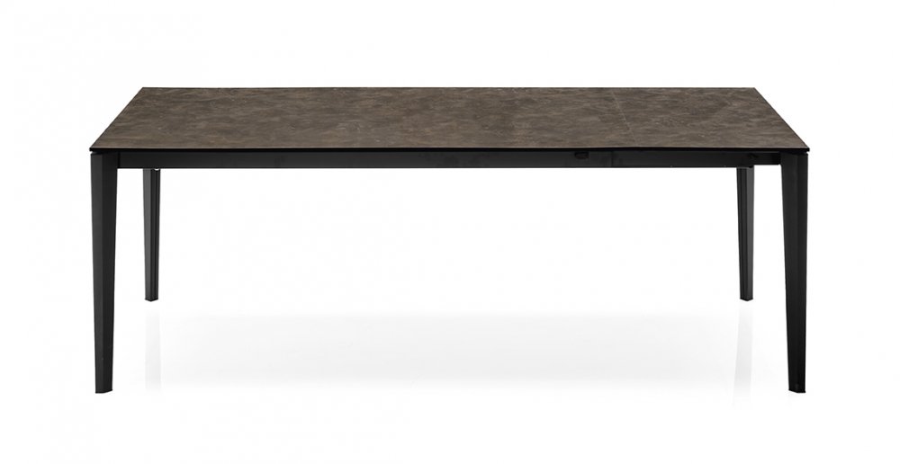 Table extensible 10 couverts PENTAGON 230cm pieds métal plateau mélaminé bronze