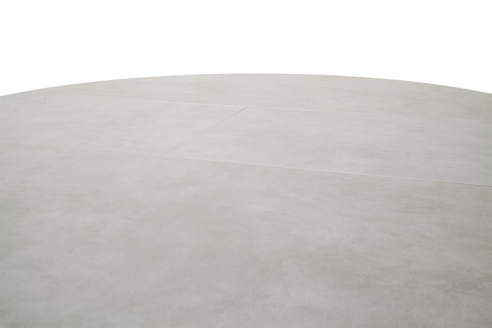Table ronde extensible design  WINNIE diamètre 120cm Gris céramique/Pieds Métal noir laqué mat