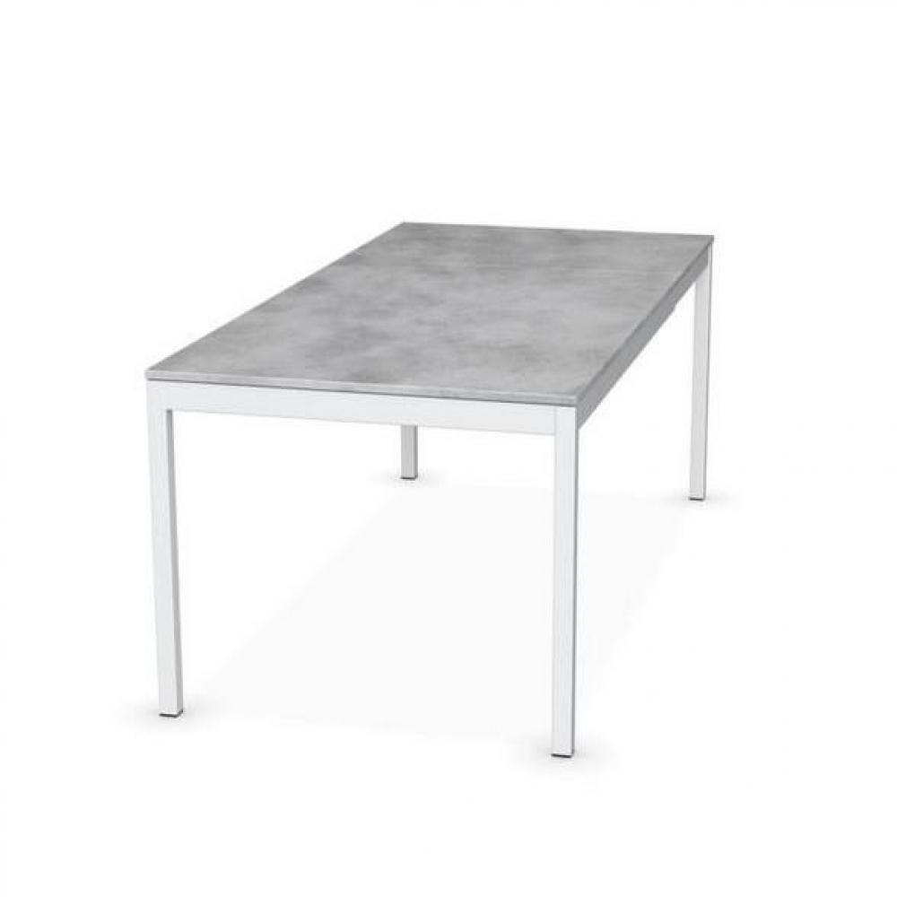 Table extensible SNAP  gris béton piétement laqué blanc 130x90 cm