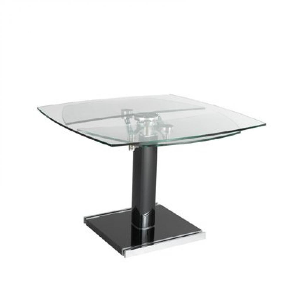 Table repas extensible STATE BLACK plateau en verre trempé