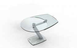 Table de repas extensible ZARAI plateau en verre trempée transparent Piétement CHROME