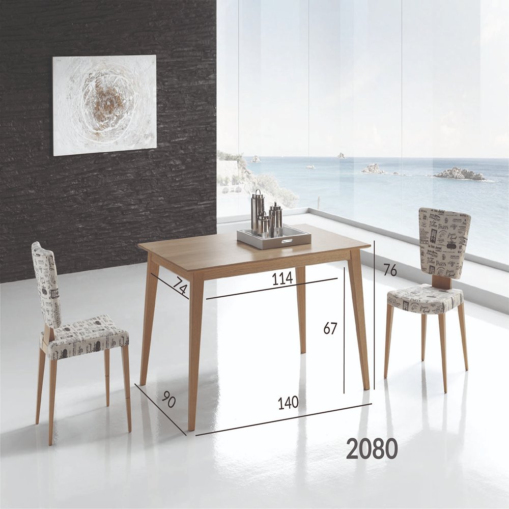 Table repas NORDIC 4 couverts 140 x 90 cm pieds bois plateau chêne naturel 