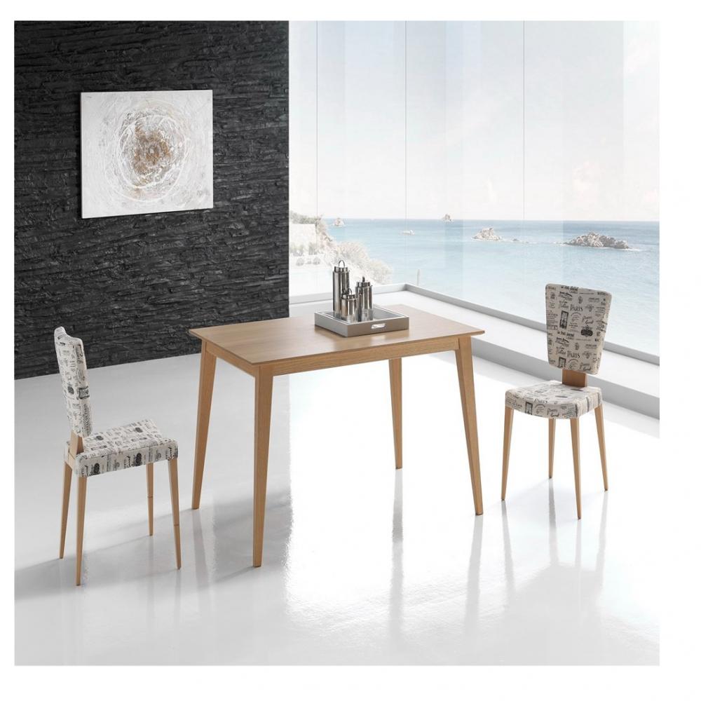 Table repas  NORDIC 6 couverts 180 x 100 cm pieds bois plateau chêne naturel