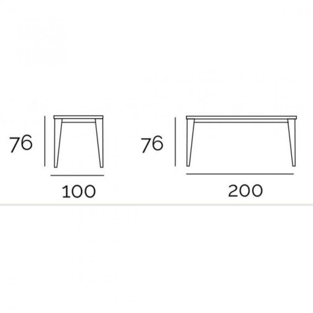 Table repas  NORDIC 8 couverts 200 x 100 cm pieds bois plateau chêne naturel 