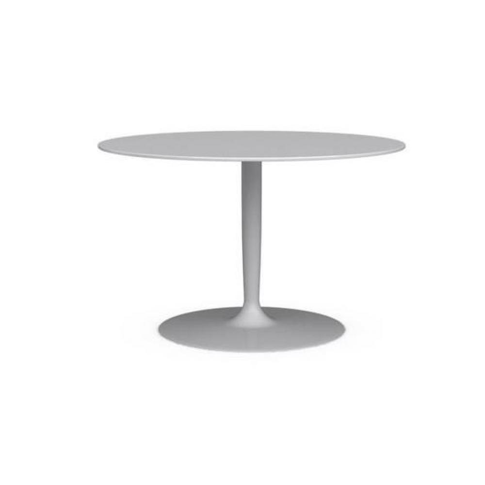 Table ronde de design moderne Topeka, couleur blanche, plateau fixe